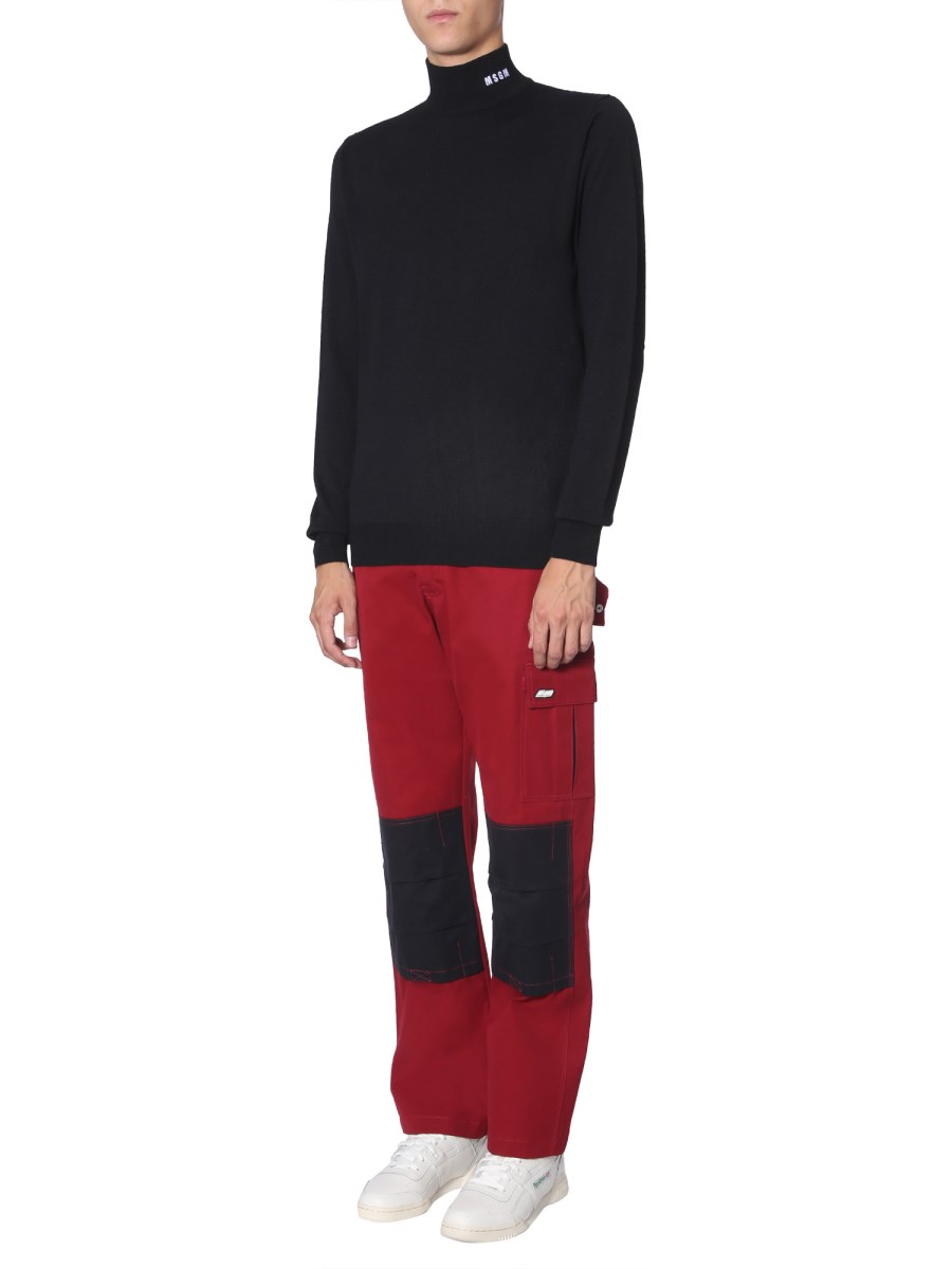 MSGM PANTALONE BICOLORE CON TASCHE CARGO