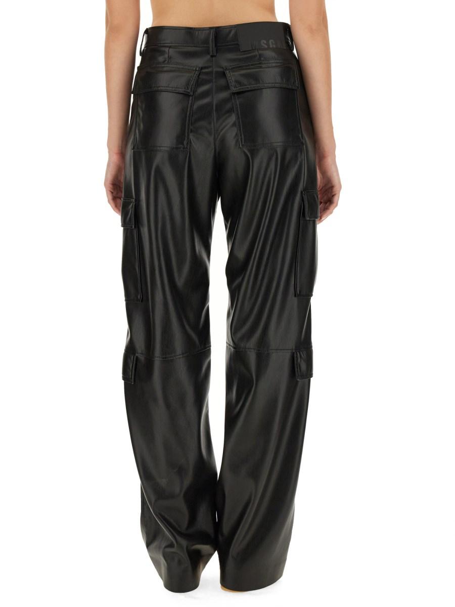MSGM PANTALONE CARGO IN TESSUTO SOFT ECO LEATHER