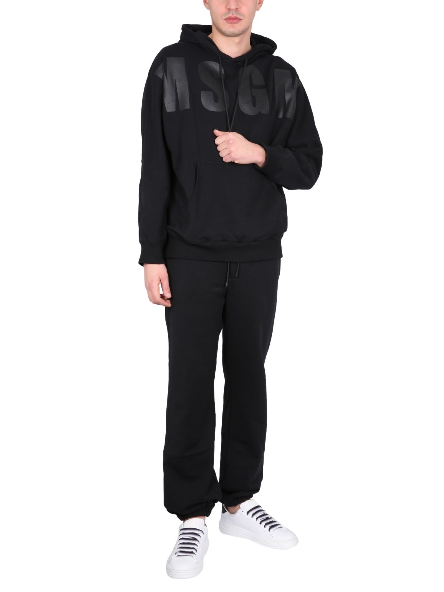 MSGM PANTALONE JOGGING IN COTONE CON MAXI LOGO