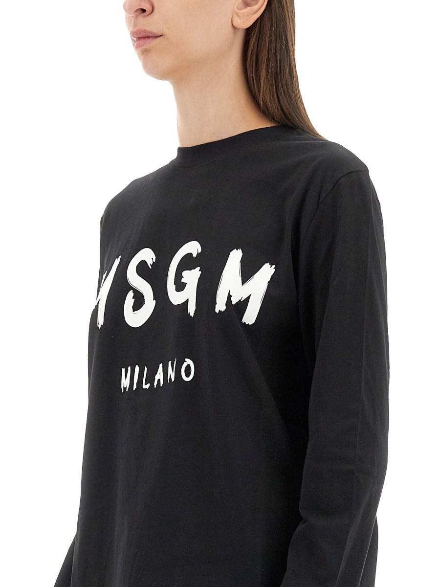 MSGM T-SHIRT IN COTONE CON LOGO PENNELLATO