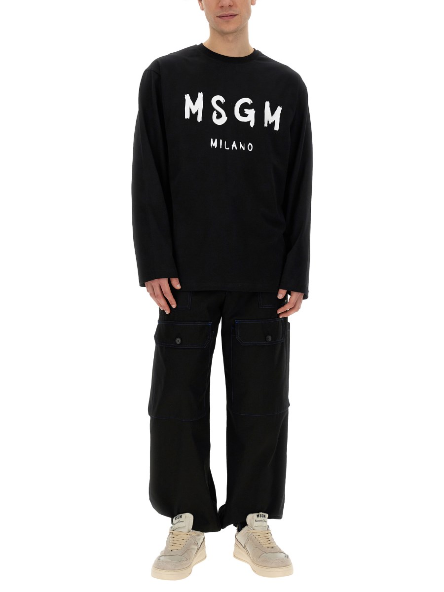 MSGM T-SHIRT IN COTONE CON LOGO PENNELLATO