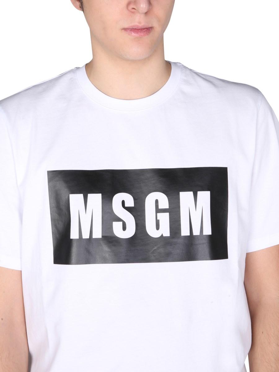MSGM T-SHIRT IN JERSEY DI COTONE CON BOX LOGO