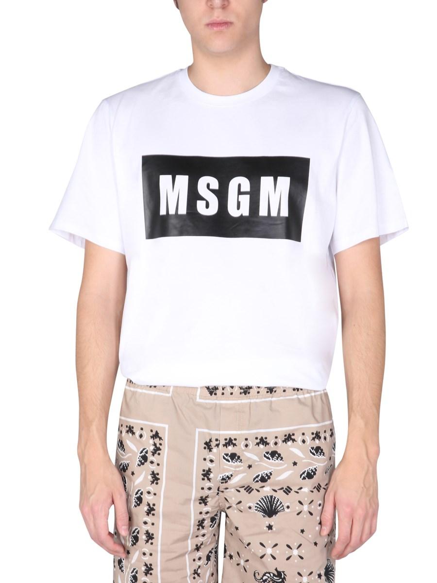 MSGM T-SHIRT IN JERSEY DI COTONE CON BOX LOGO