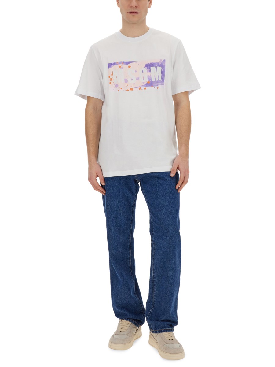 MSGM T-SHIRT IN JERSEY DI COTONE CON LOGO