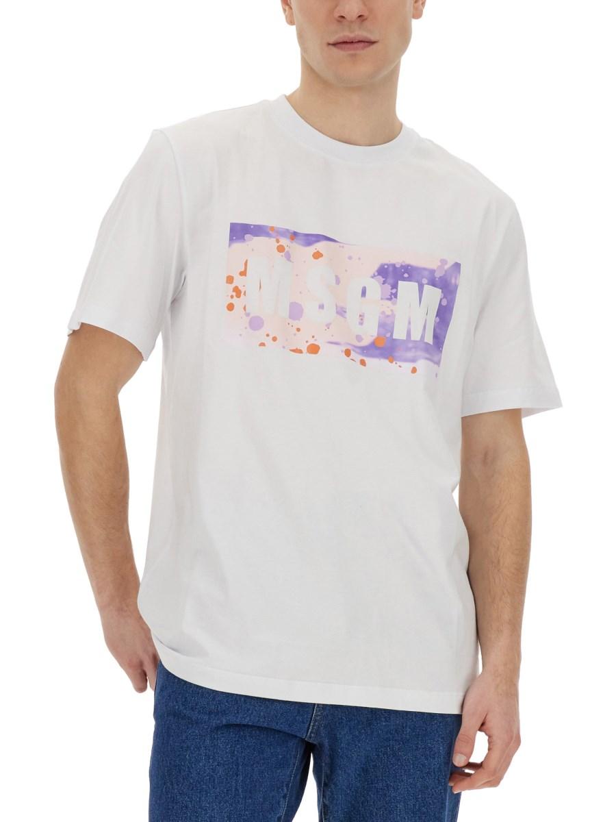 MSGM T-SHIRT IN JERSEY DI COTONE CON LOGO
