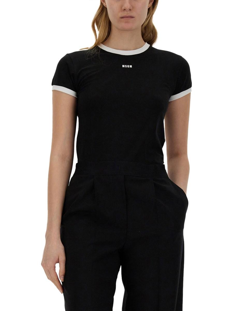 MSGM T-SHIRT IN JERSEY DI COTONE CON LOGO