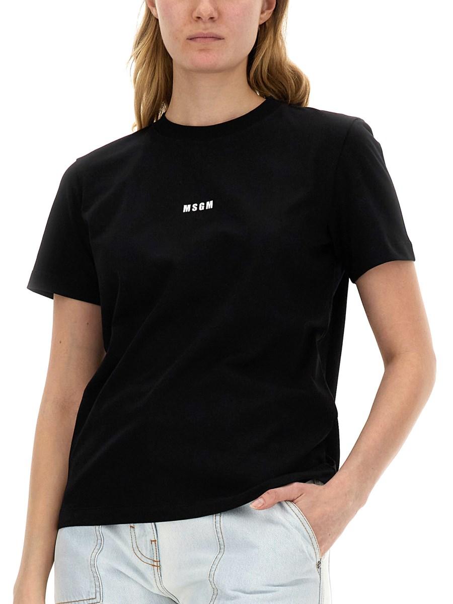MSGM T-SHIRT IN JERSEY DI COTONE CON MICRO LOGO