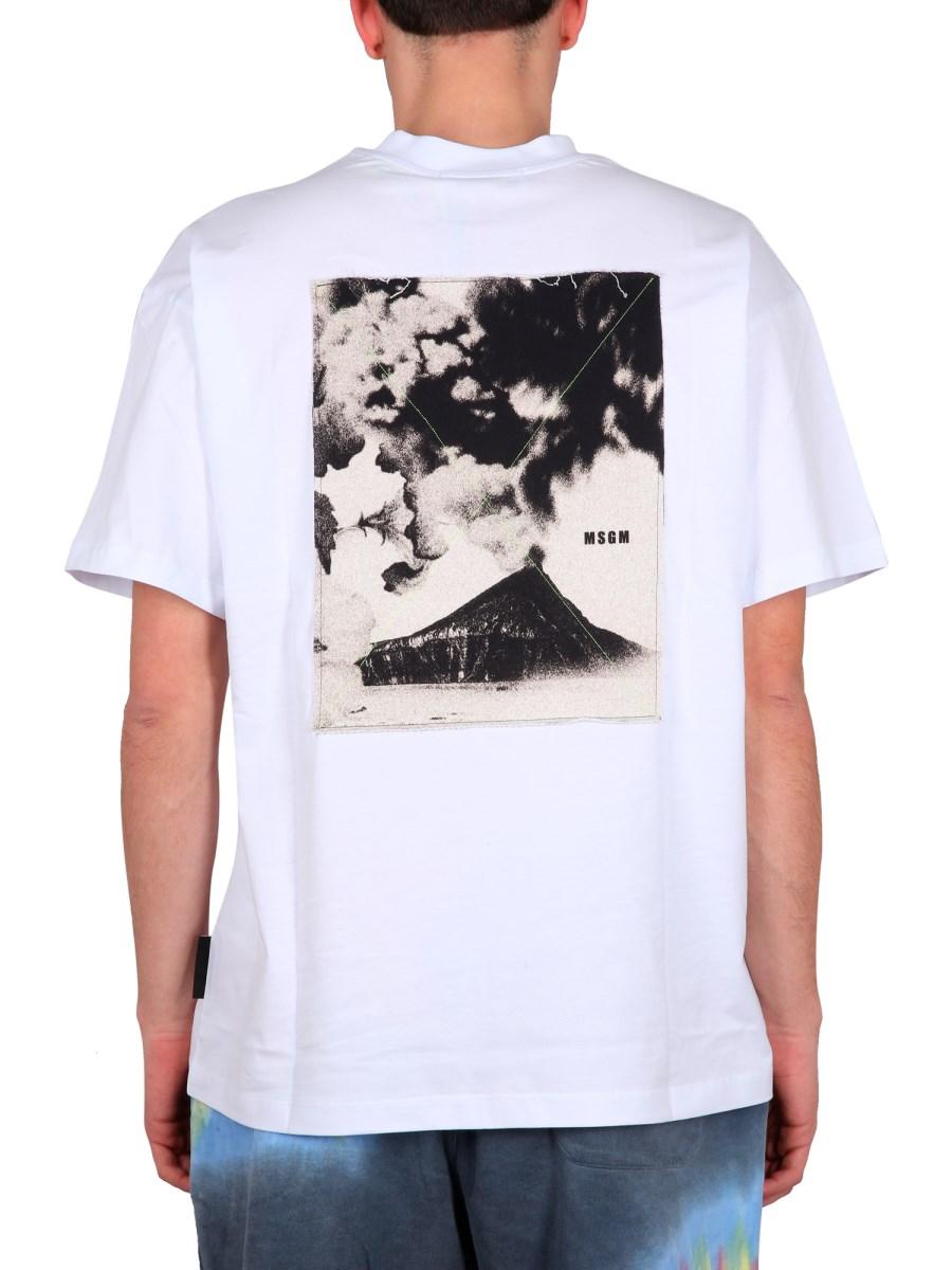 MSGM T-SHIRT VOLCANO IN JERSEY DI COTONE