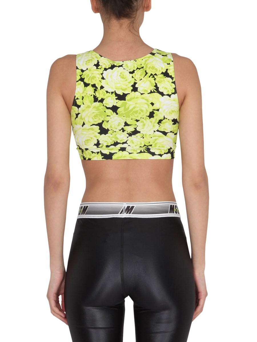 MSGM TOP CROPPED CON STAMPA FLOREALE