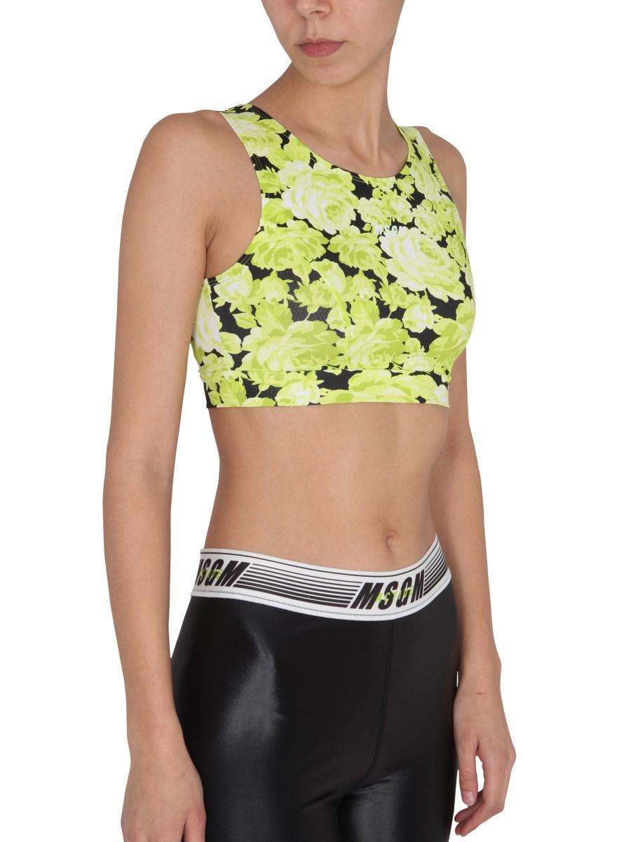 MSGM TOP CROPPED CON STAMPA FLOREALE