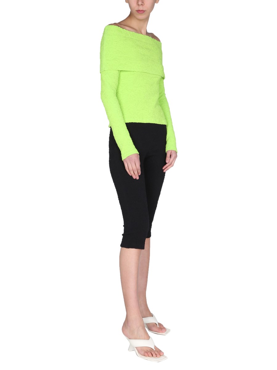 MSGM TOP IN COTONE CON SCOLLO A BARCA