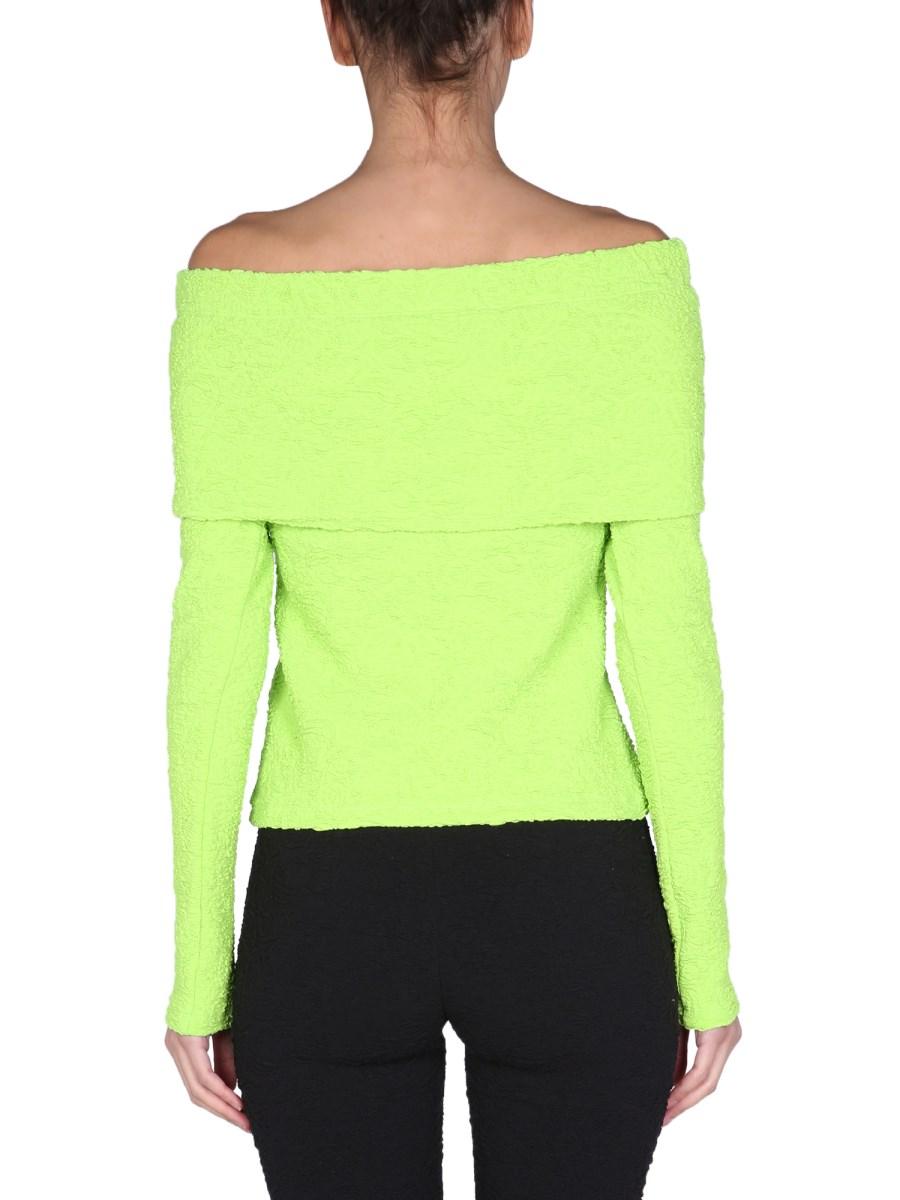 MSGM TOP IN COTONE CON SCOLLO A BARCA