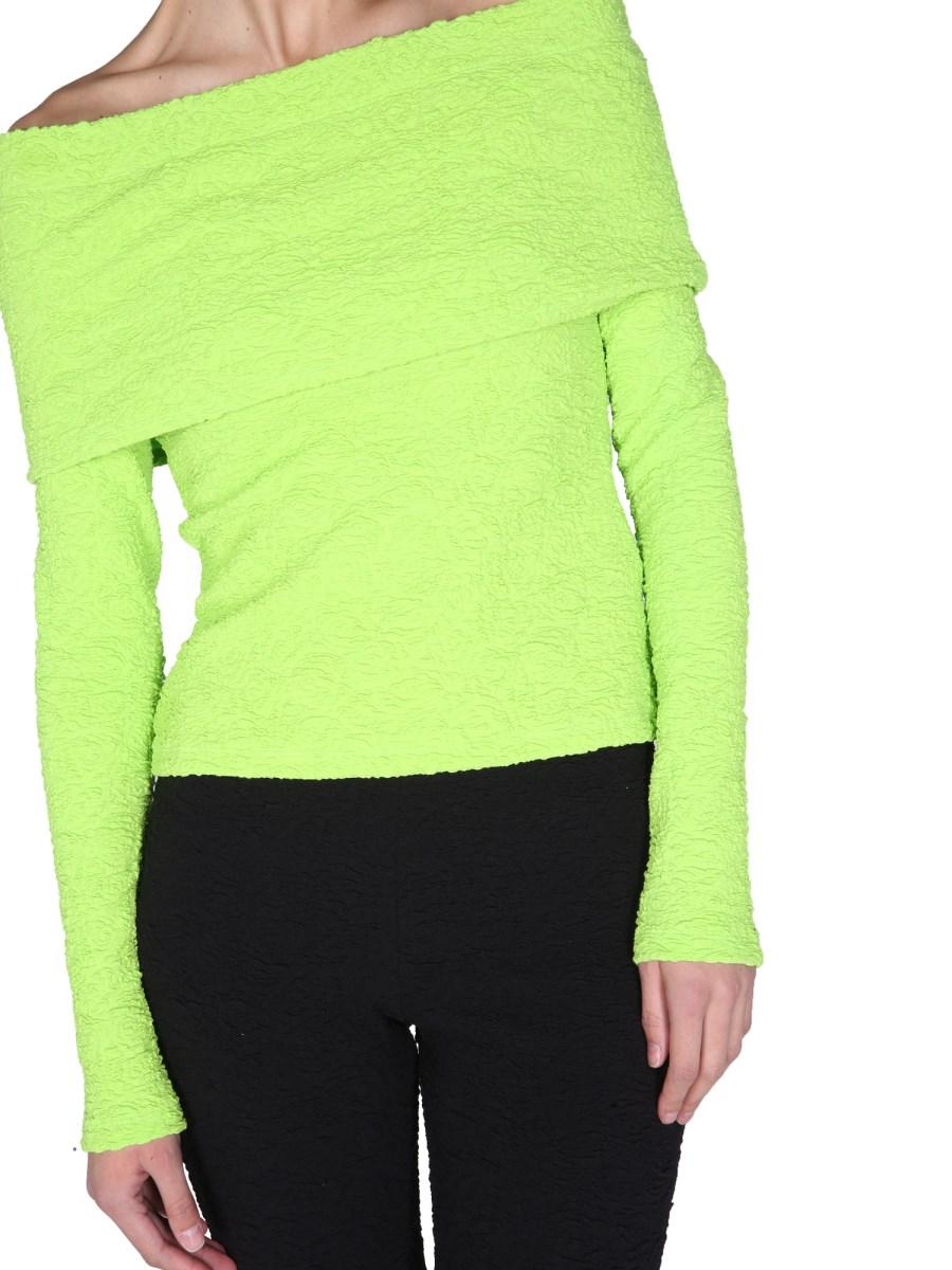 MSGM TOP IN COTONE CON SCOLLO A BARCA