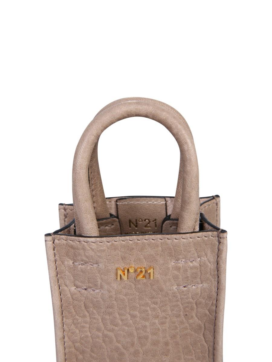 N°21 POUCH MINI CON LOGO IN PELLE E STAMPA COCCO