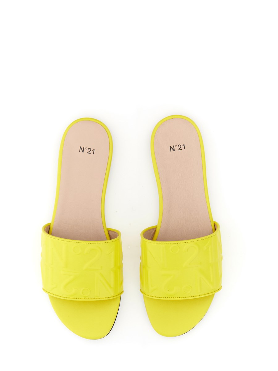 N°21 SANDALO SLIDE IN PELLE CON LOGO