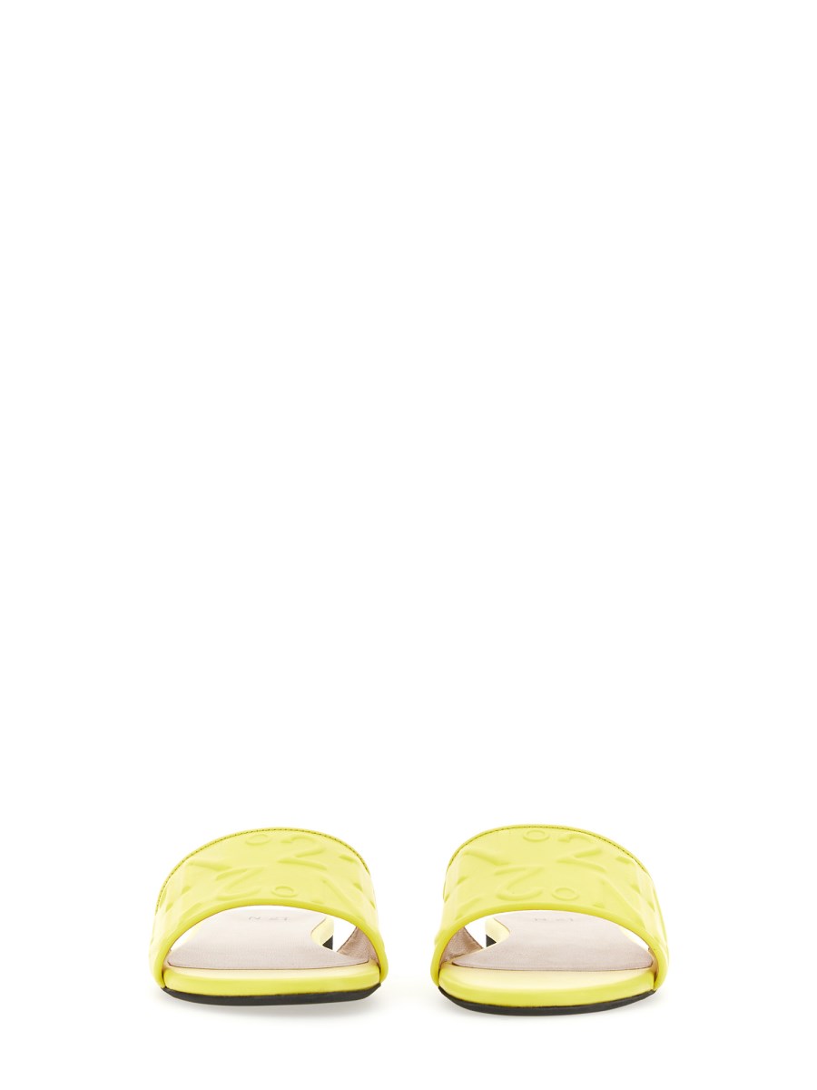 N°21 SANDALO SLIDE IN PELLE CON LOGO