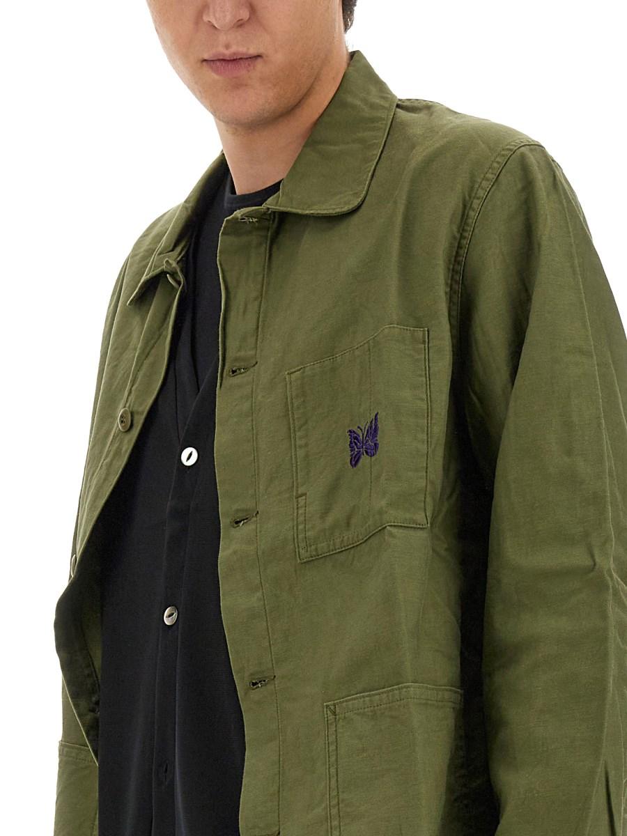 NEEDLES CAMICIA IN NYLON CON LOGO