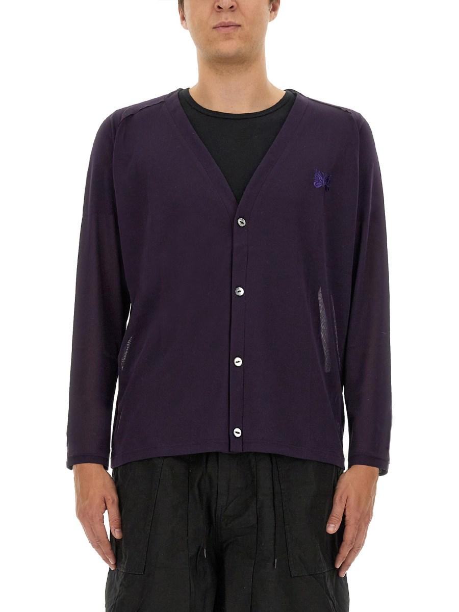 NEEDLES CARDIGAN CON SCOLLO A V E LOGO