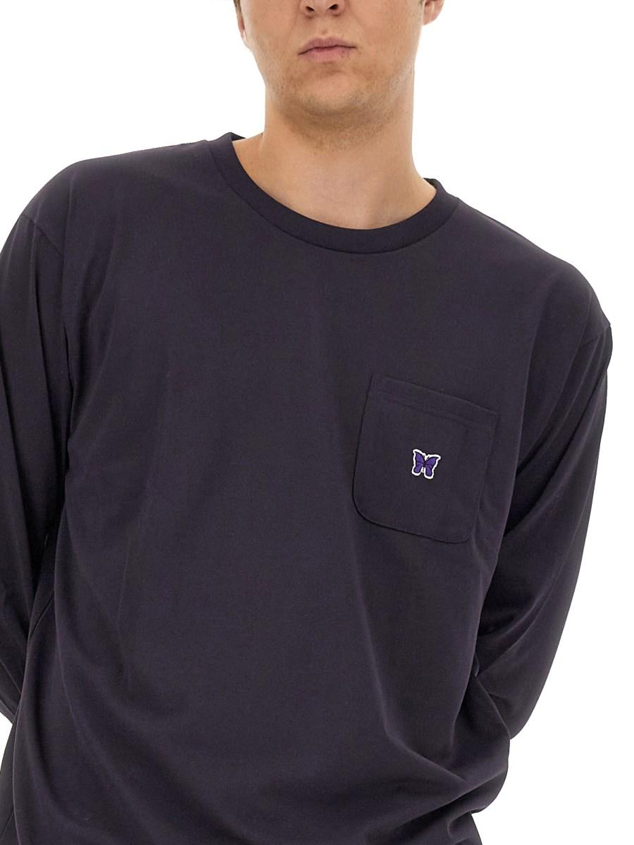 NEEDLES T-SHIRT IN JERSEY DI COTONE CON LOGO