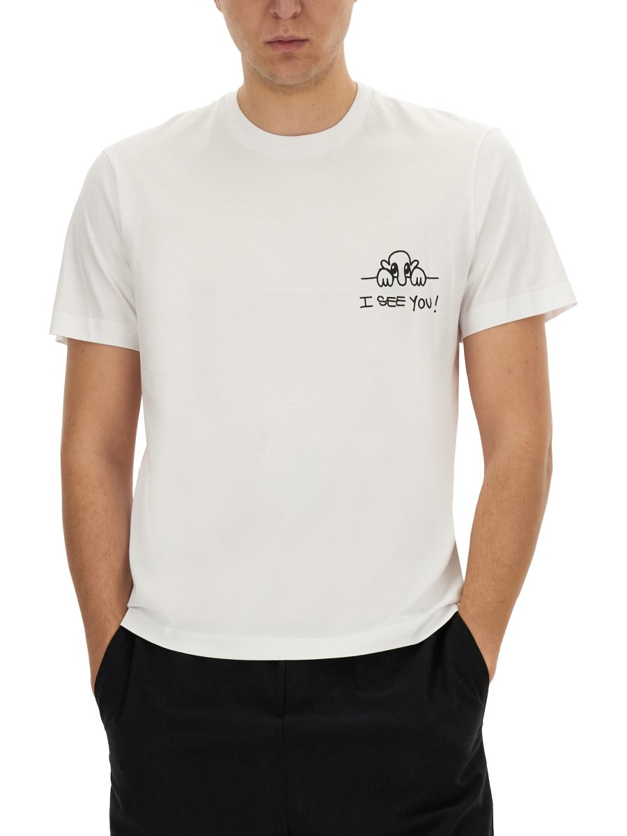 NEIL BARRETT T-SHIRT I SEE YOU IN COTONE