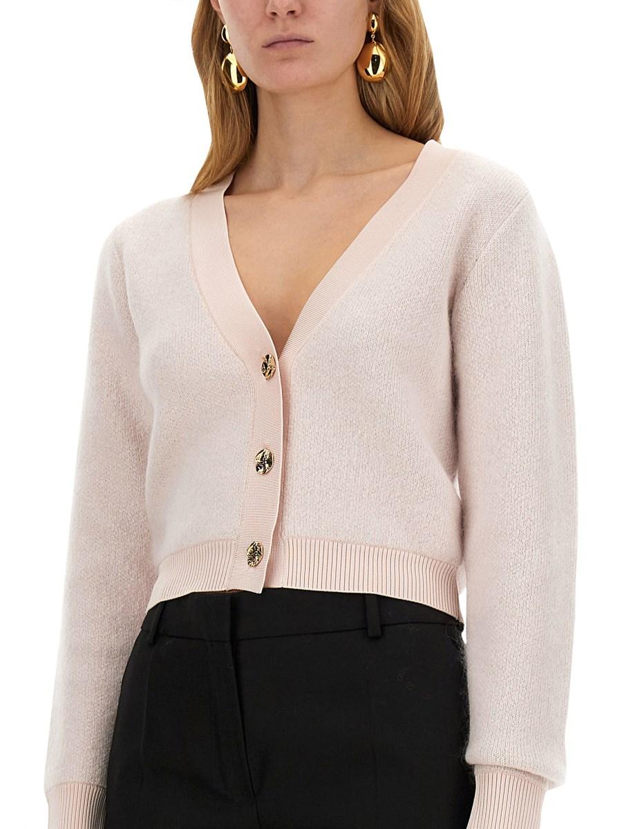 NINA RICCI CARDIGAN IN MOHAIR CON SCOLLO A V