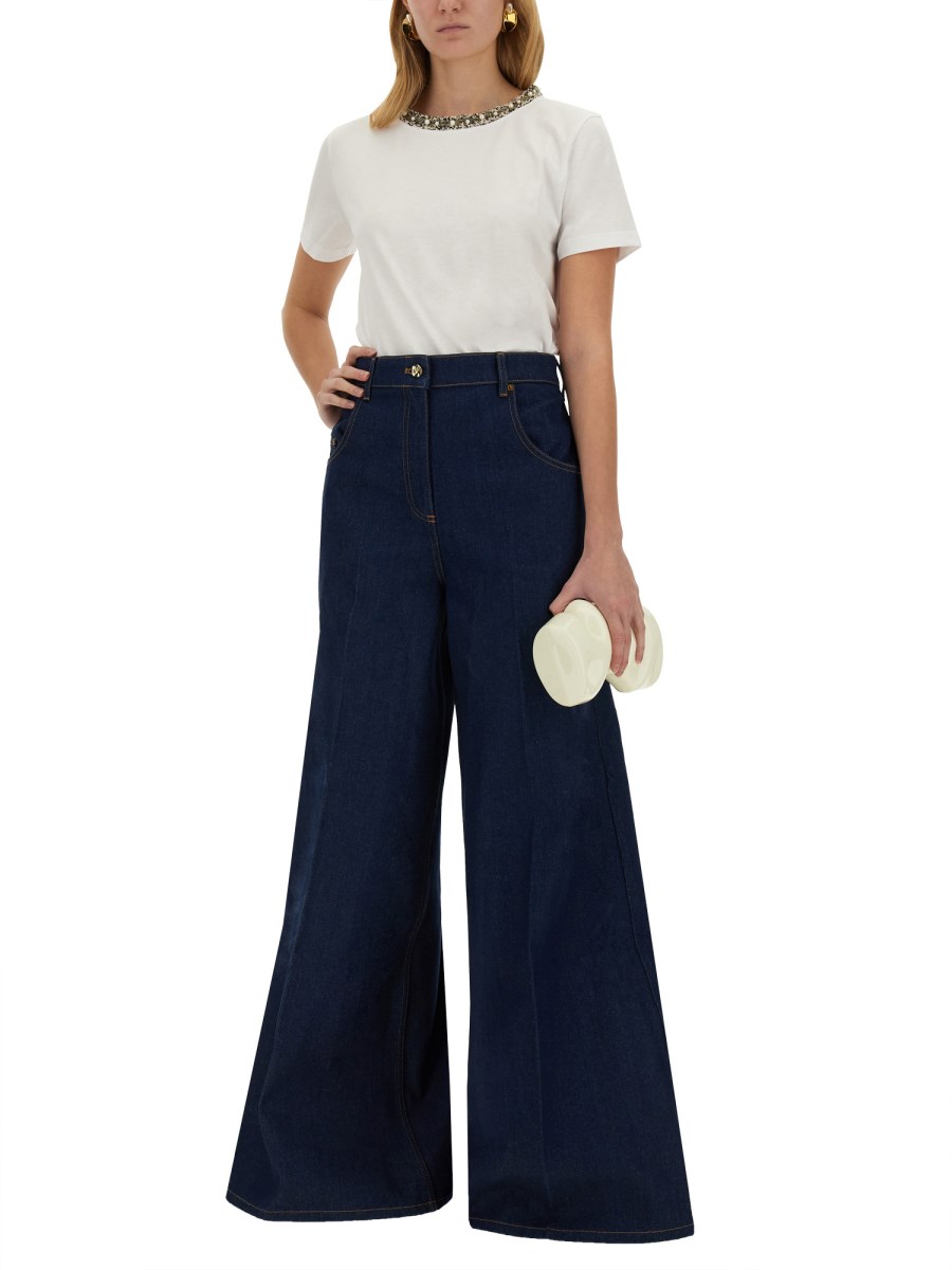 NINA RICCI T-SHIRT CON COLLO RICAMATO