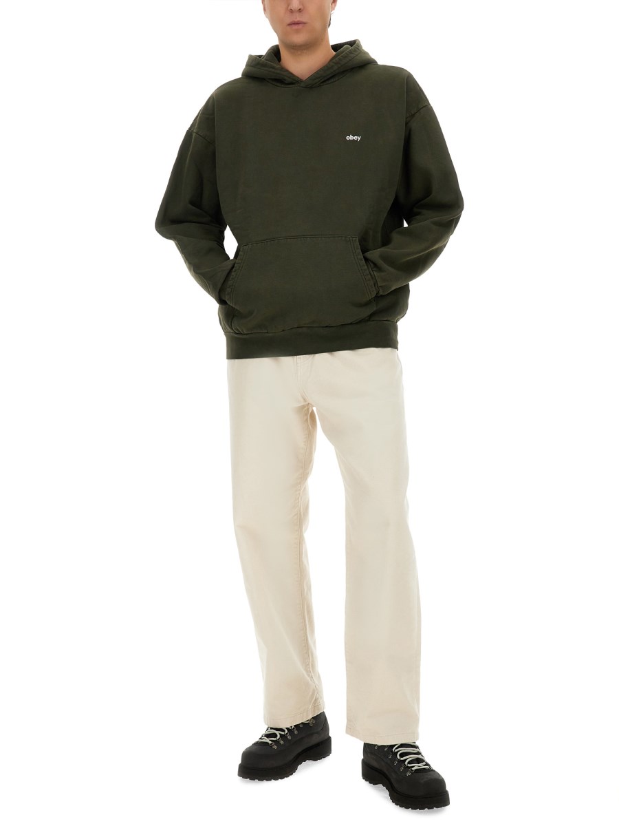 OBEY FELPA IN COTONE CON LOGO