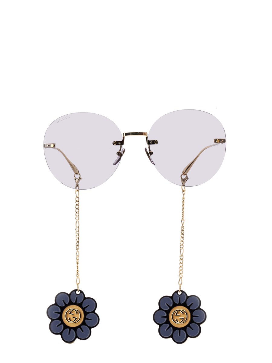 GUCCI OCCHIALE DA SOLE IN METALLO CON PENDENTI A FIORE