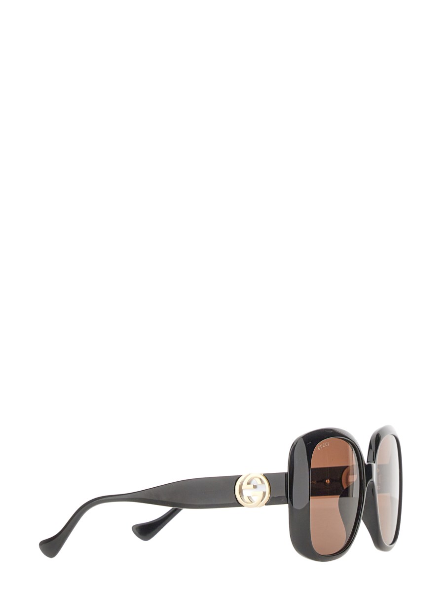 GUCCI OCCHIALE RETTANGOLARE A PONTE BASSO CON CATENA