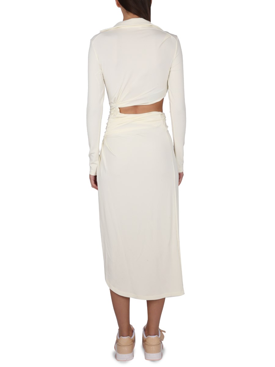 OFF-WHITE ABITO MIDI CON ARRICCIATURE