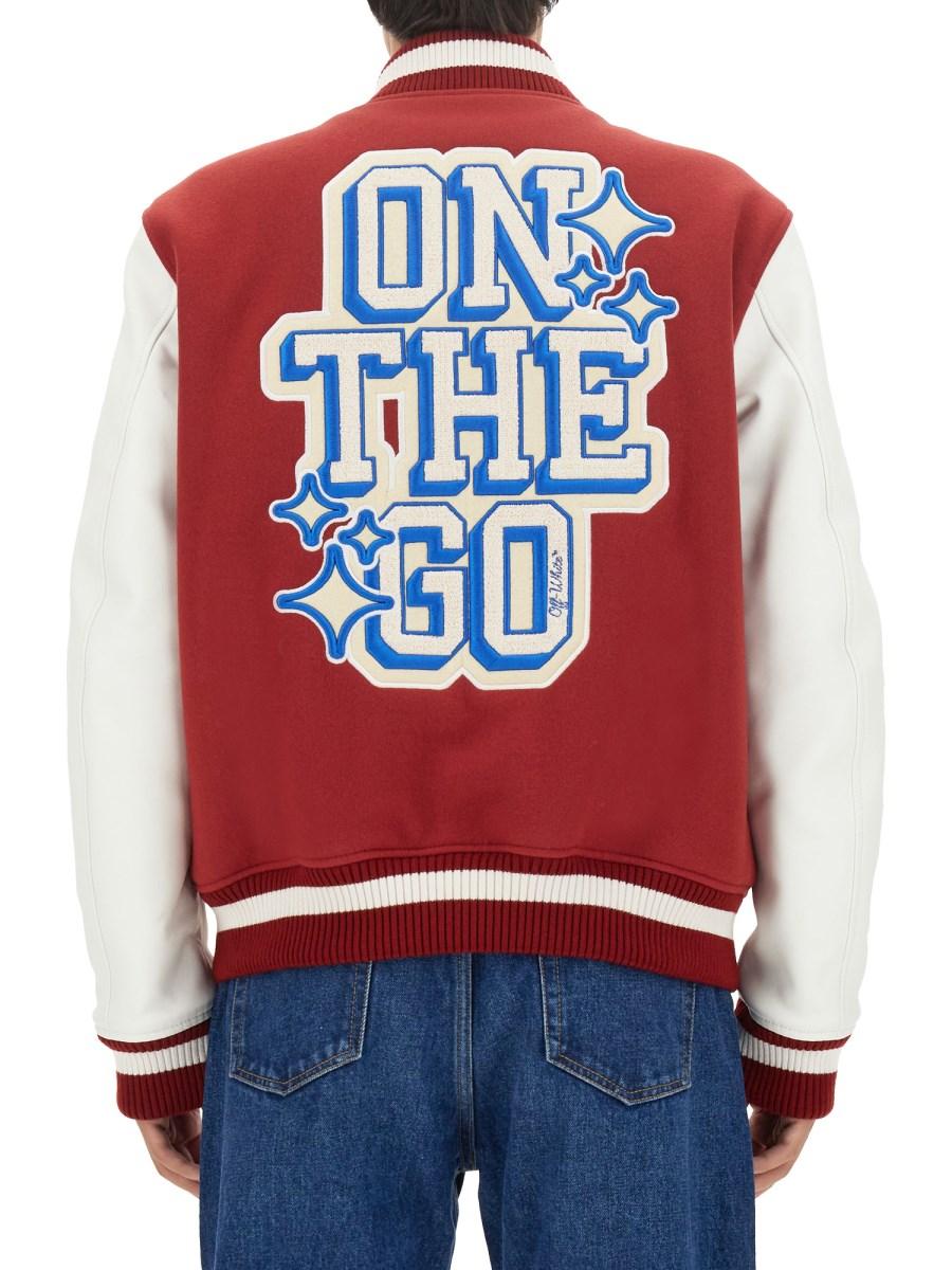 OFF-WHITE BOMBER CON APPLICAZIONE IN LANA