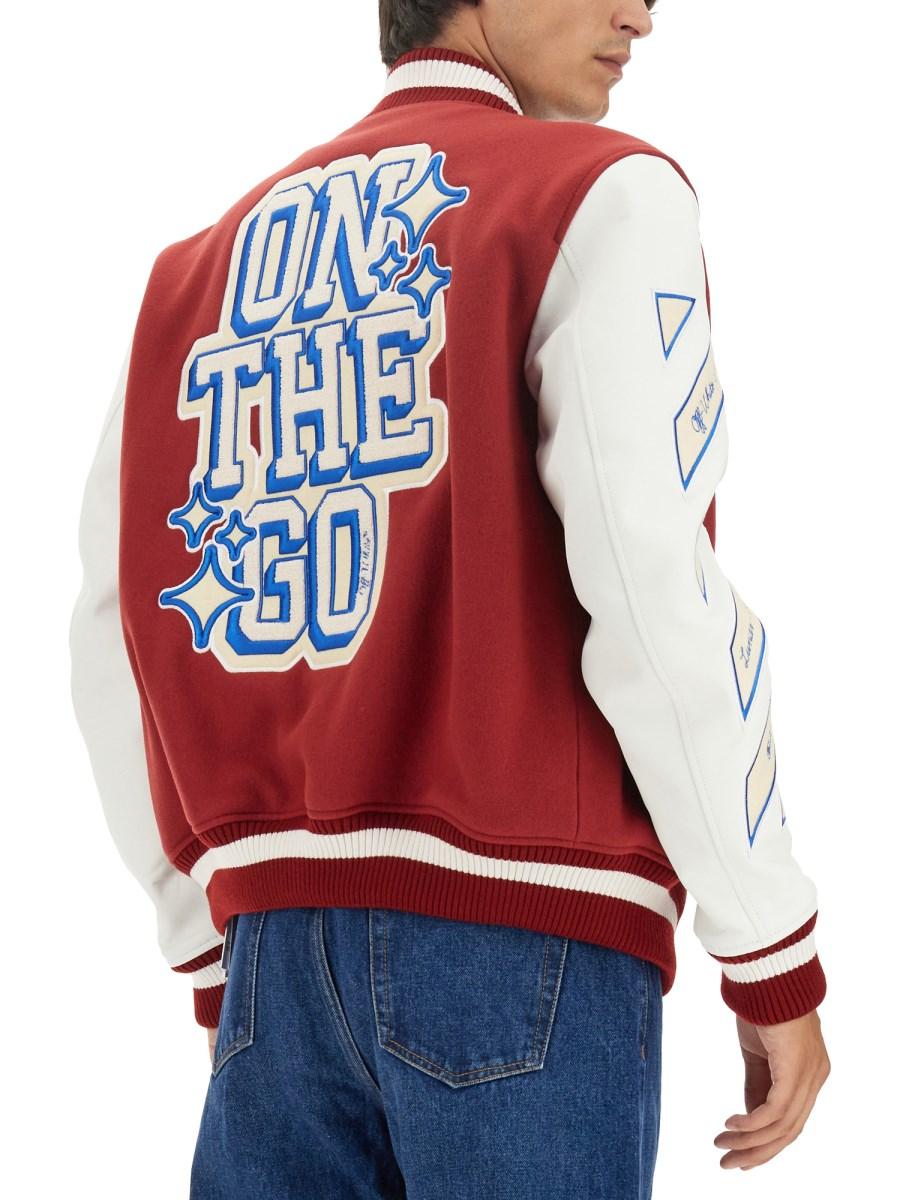 OFF-WHITE BOMBER CON APPLICAZIONE IN LANA