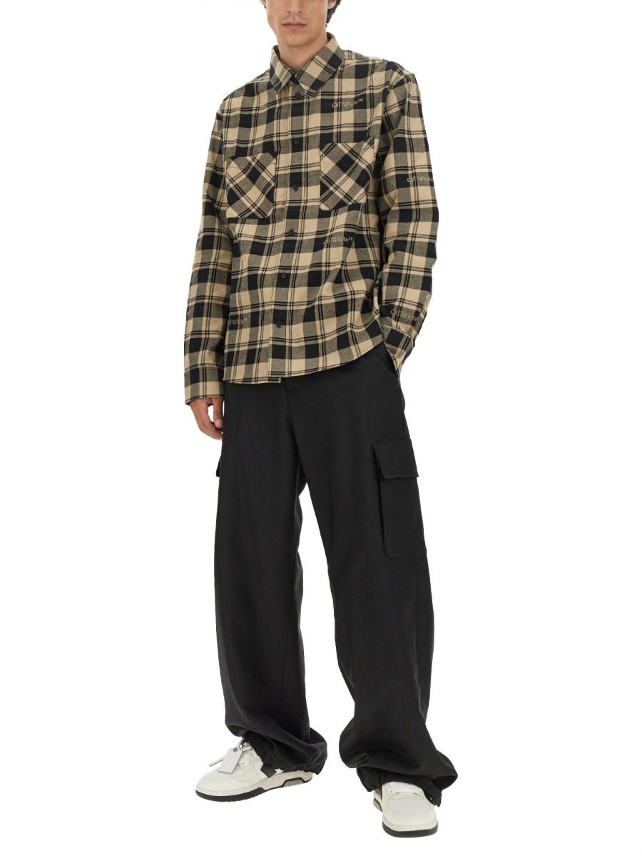 OFF-WHITE CAMICIA CON STAMPA CHECK IN COTONE