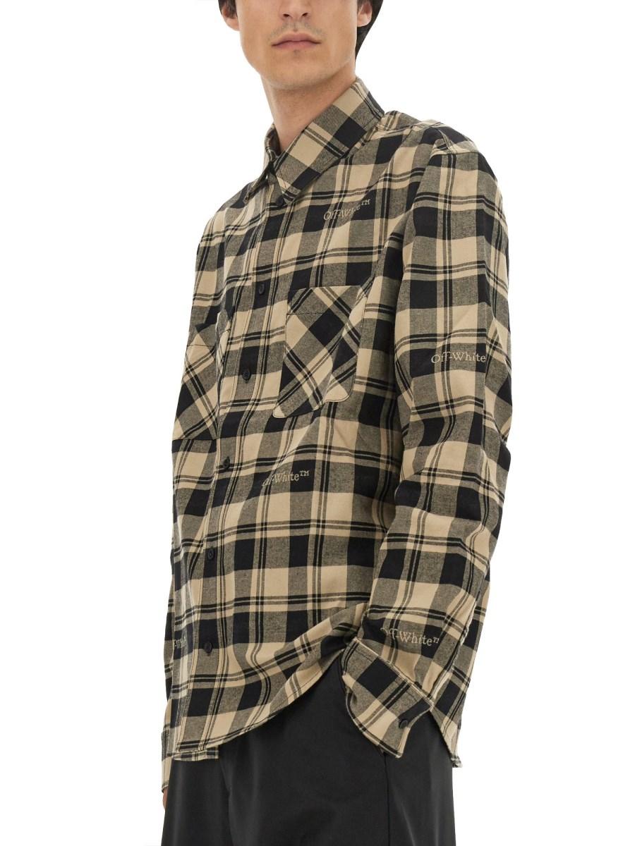 OFF-WHITE CAMICIA CON STAMPA CHECK IN COTONE