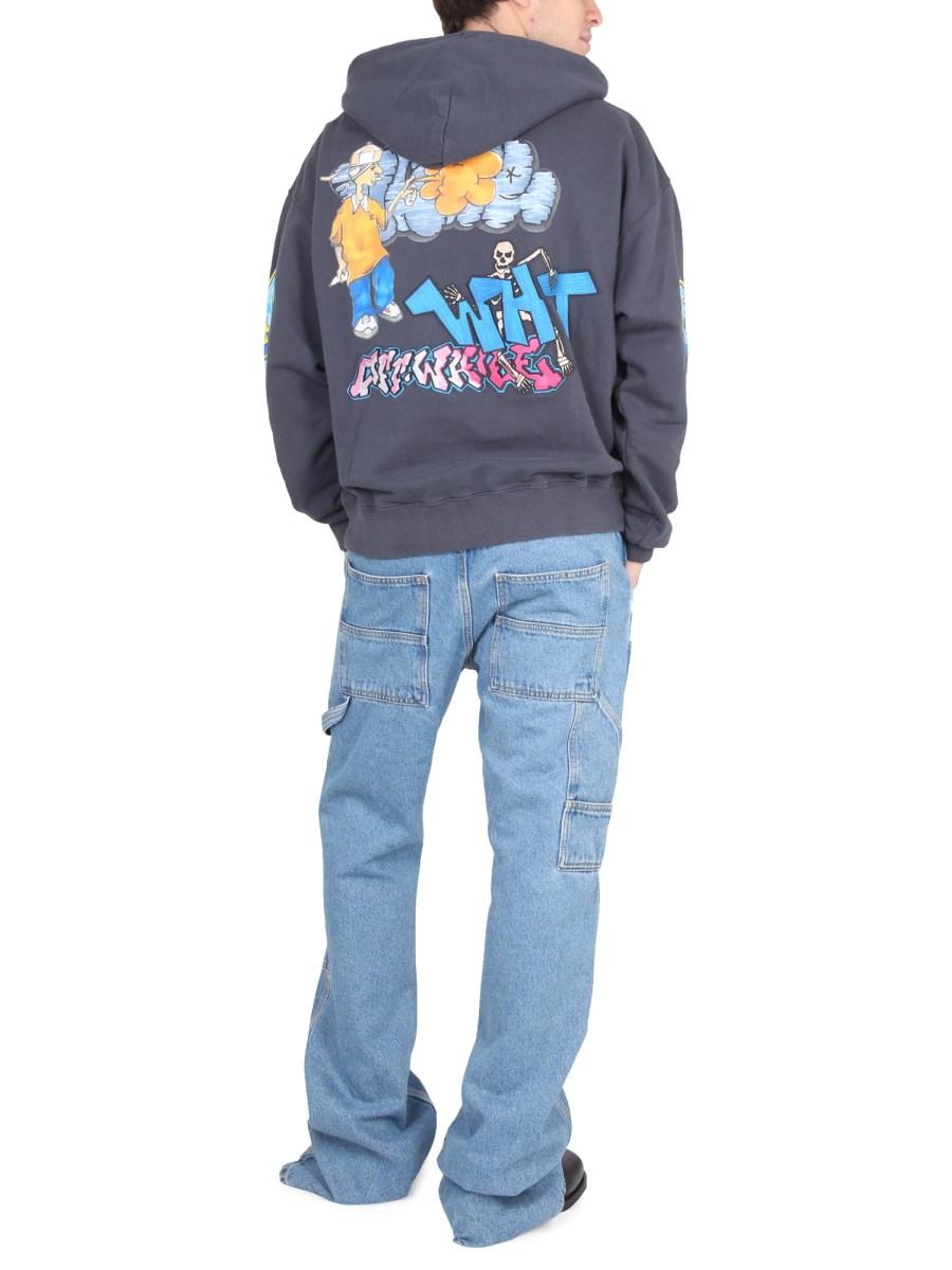 OFF-WHITE FELPA CON CAPPUCCIO IN COTONE CON STAMPA