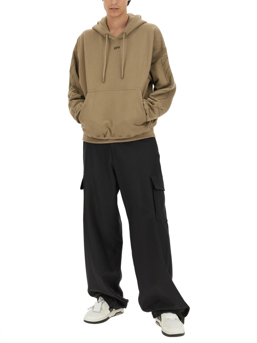 OFF-WHITE FELPA IN COTONE CON RICAMO ARROW