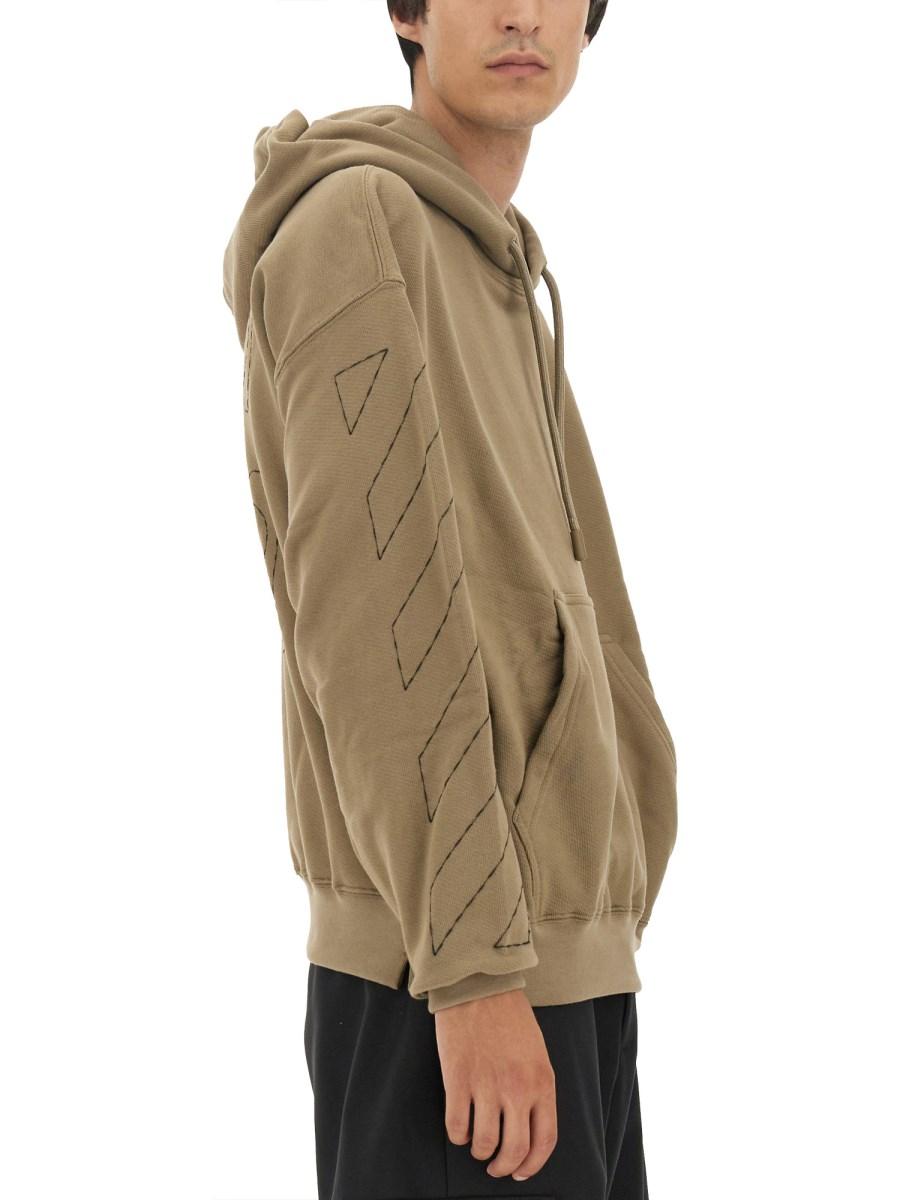OFF-WHITE FELPA IN COTONE CON RICAMO ARROW