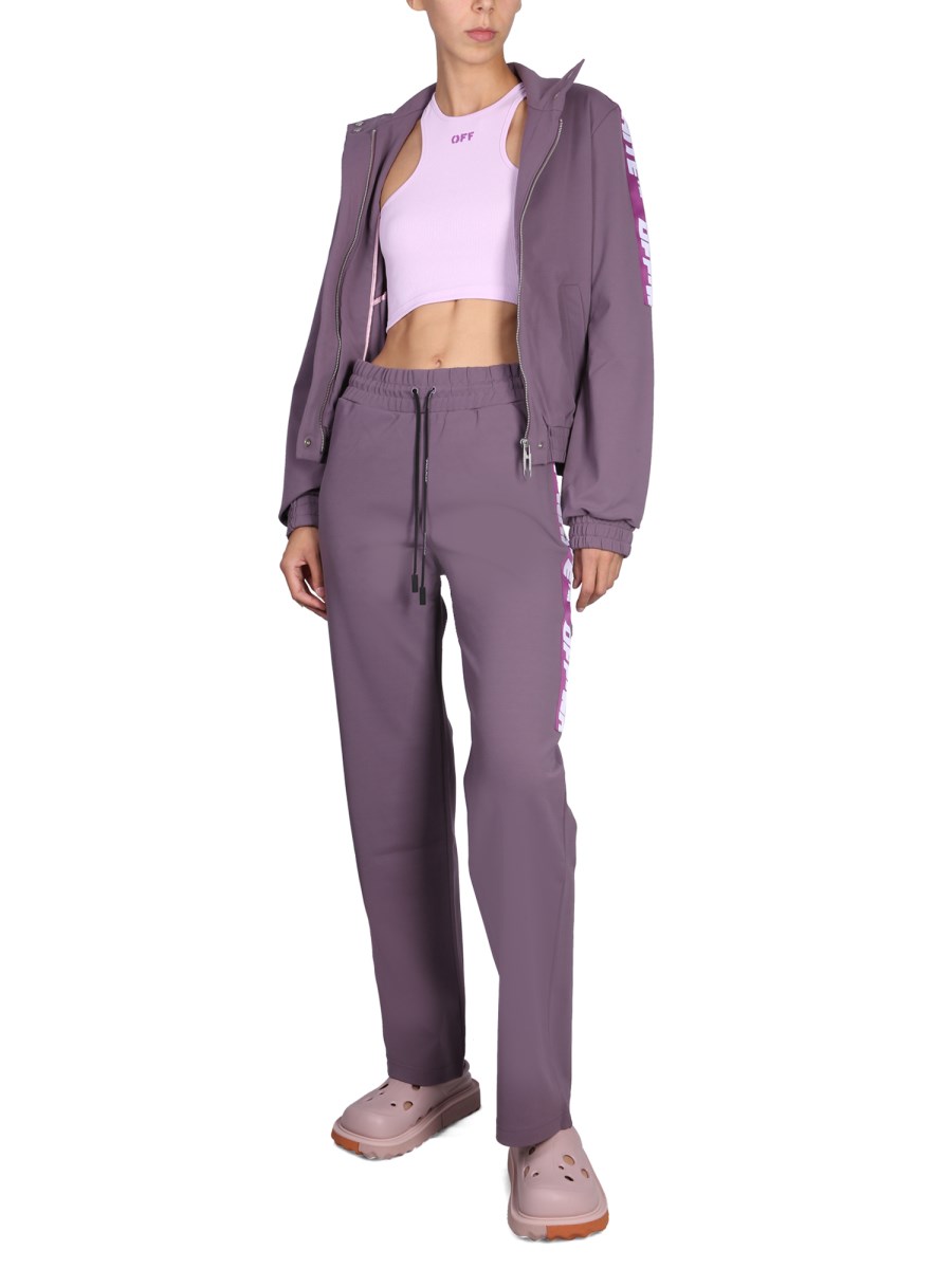 OFF-WHITE FELPA IN MISTO VISCOSA CON BANDE LOGATE