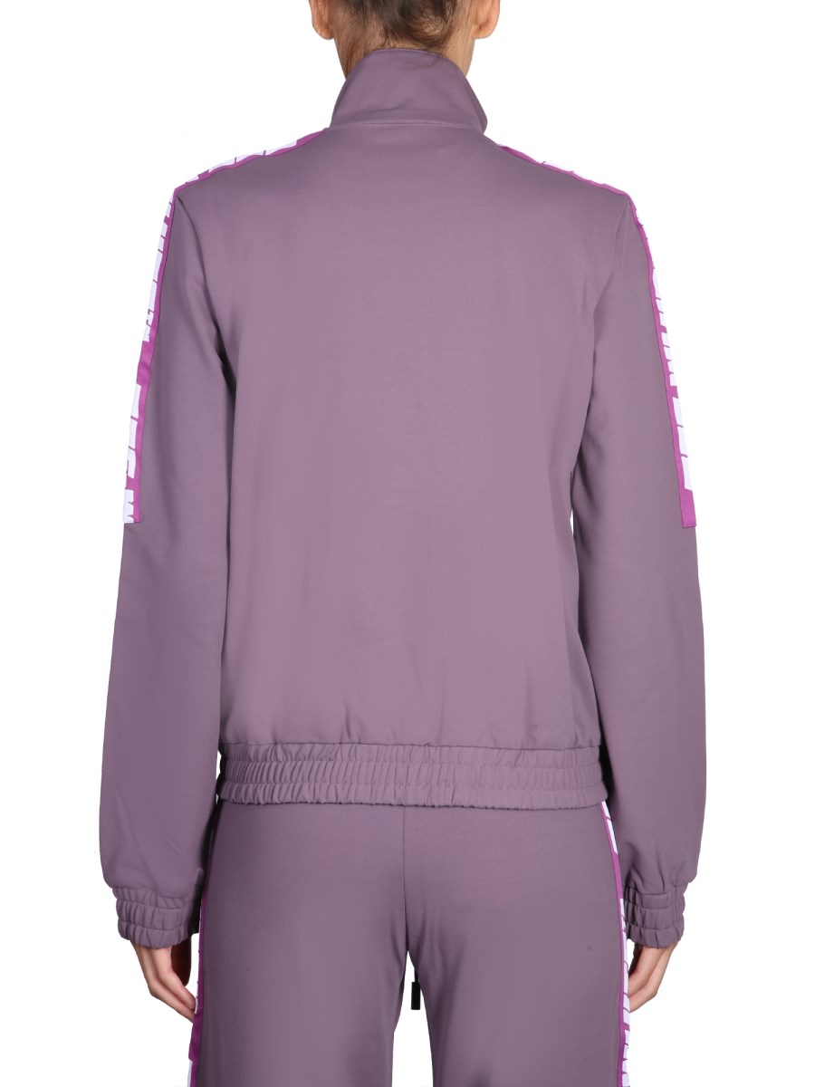 OFF-WHITE FELPA IN MISTO VISCOSA CON BANDE LOGATE