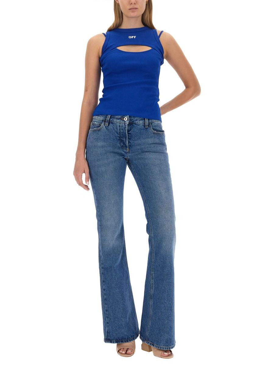 OFF-WHITE JEANS FLARE IN DENIM DI COTONE