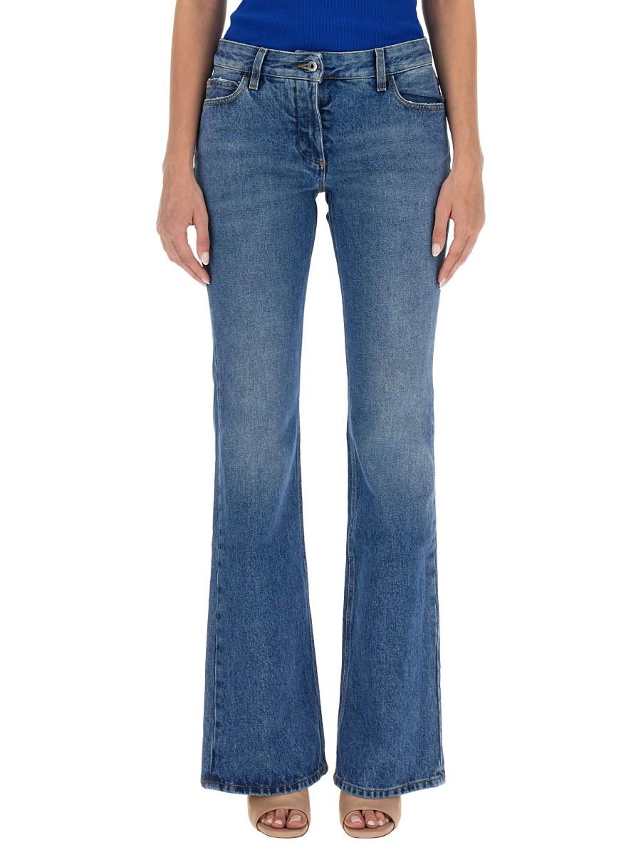 OFF-WHITE JEANS FLARE IN DENIM DI COTONE