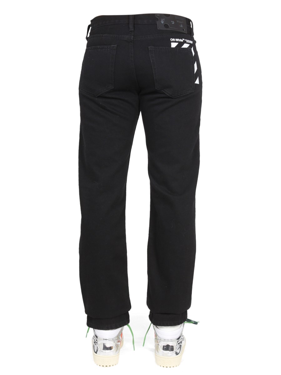 OFF-WHITE JEANS IN COTONE CON STAMPA LOGO