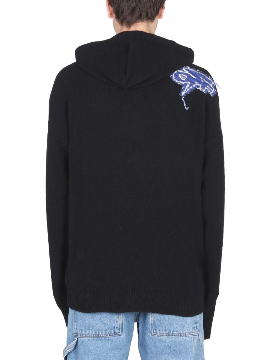 OFF-WHITE MAGLIA "THUNDER ARROW" CON CAPPUCCIO