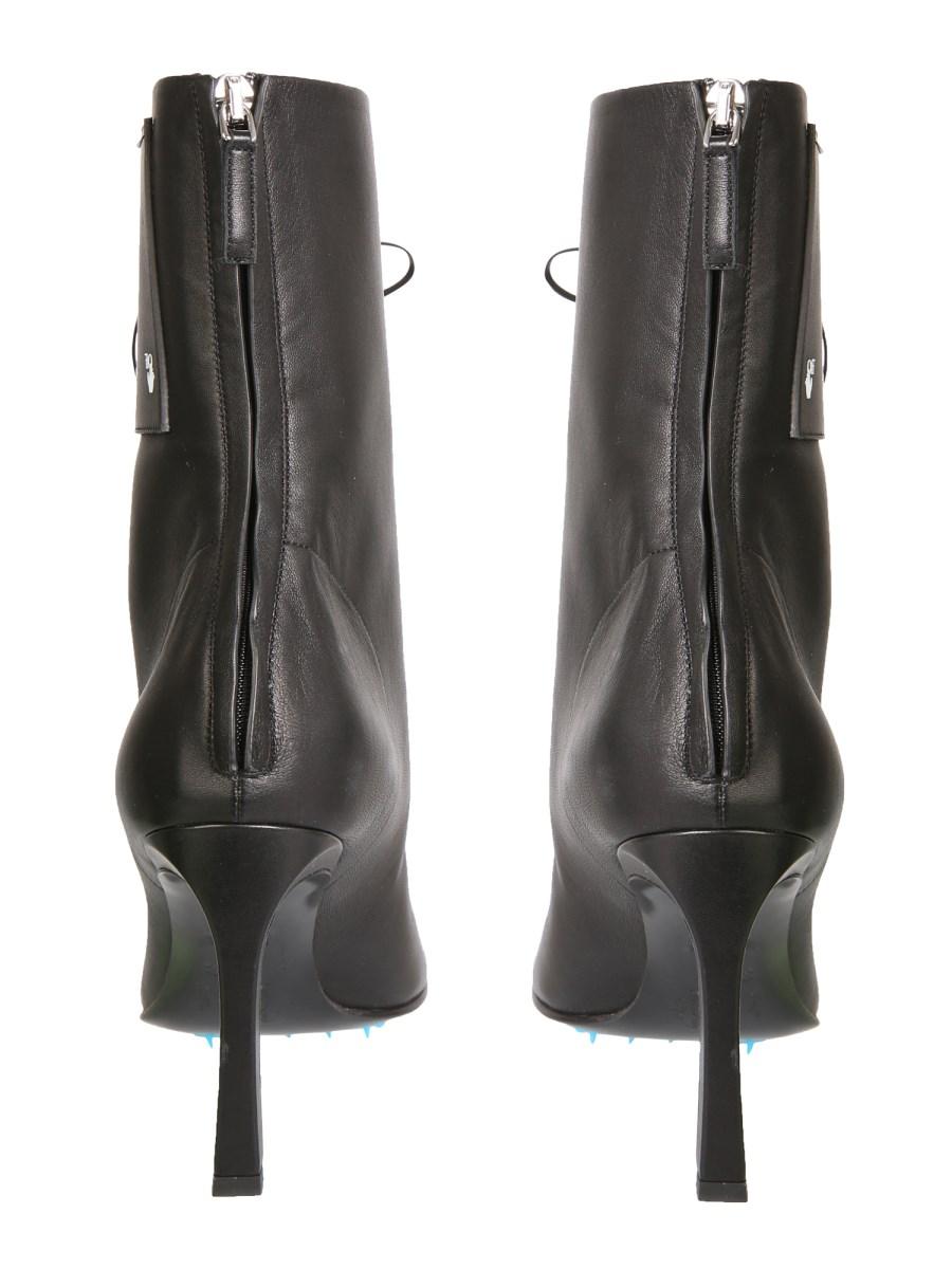 OFF-WHITE STIVALETTO IN PELLE CON LACCI E LOGO