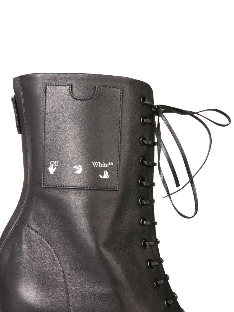 OFF-WHITE STIVALETTO IN PELLE CON LACCI E LOGO