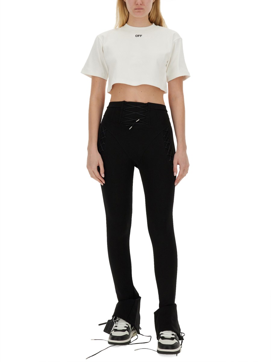 OFF-WHITE T-SHIRT CROPPED A COSTE CON LOGO OFF