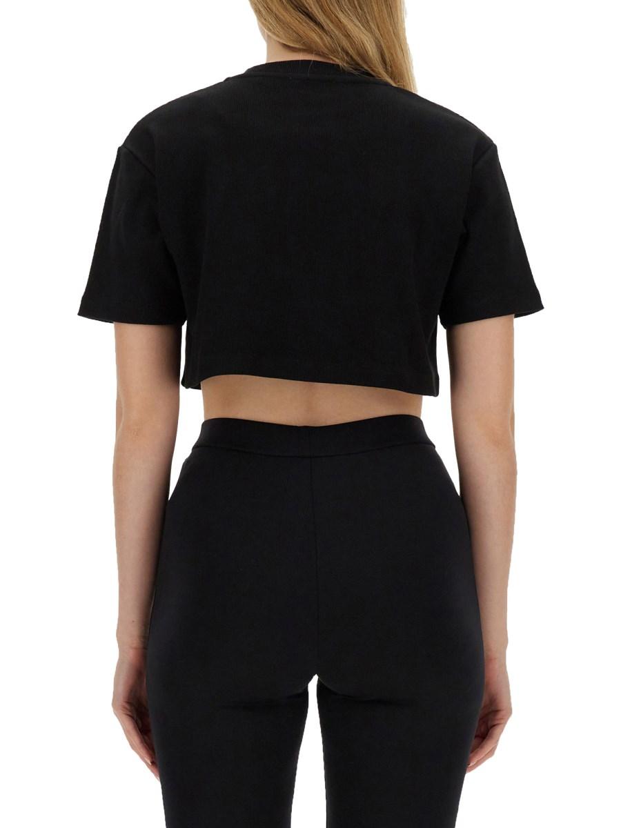 OFF-WHITE T-SHIRT CROPPED A COSTE CON LOGO OFF