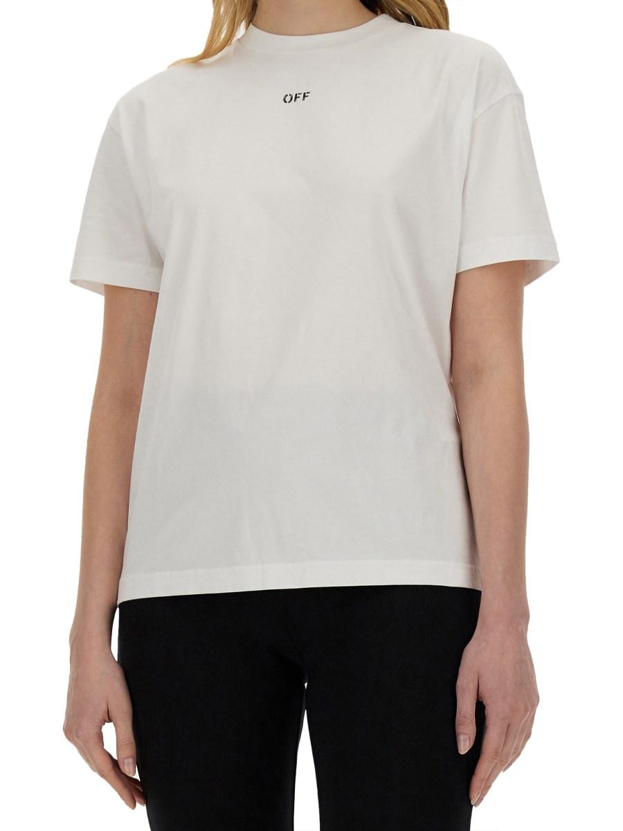 OFF-WHITE T-SHIRT IN JERSEY DI COTONE CON LOGO