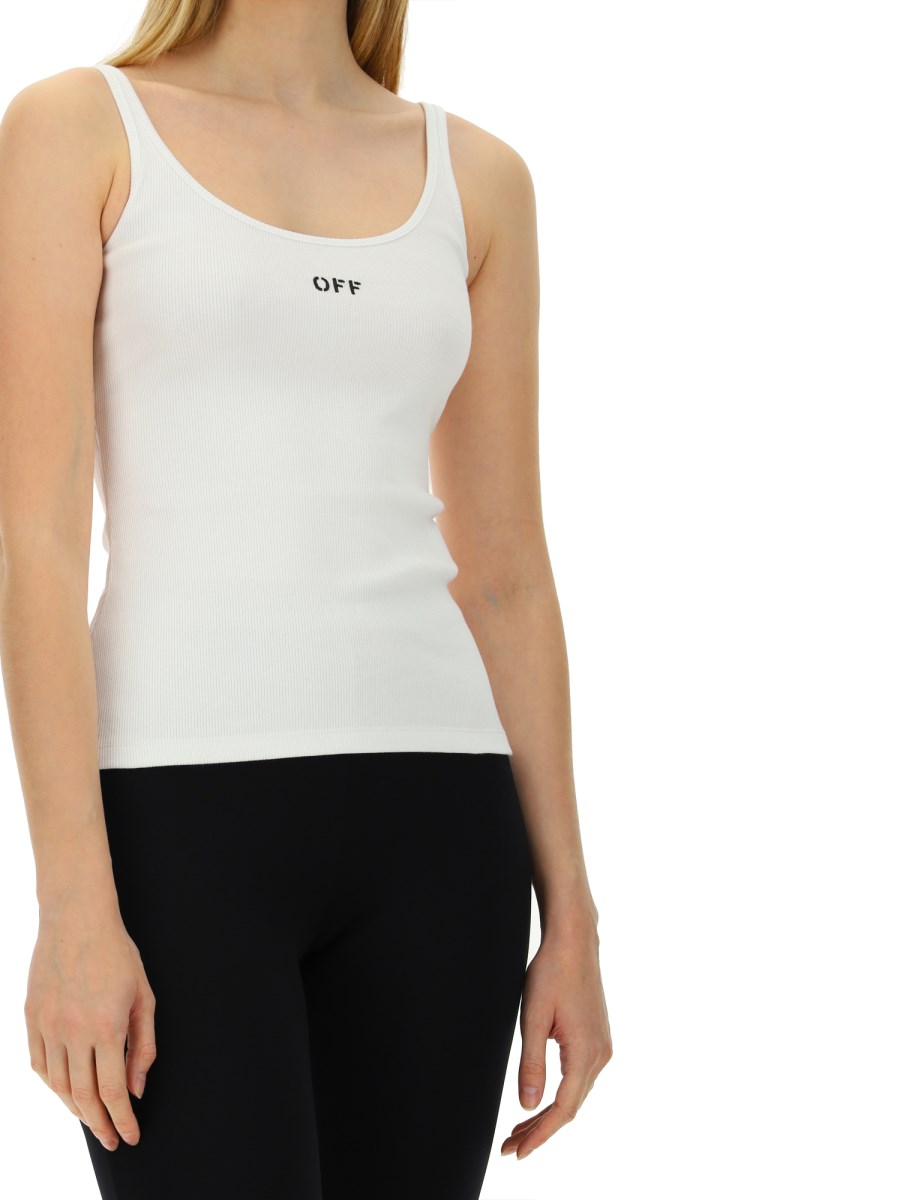 OFF-WHITE TANK TOP IN JERSEY DI COTONE CON LOGO
