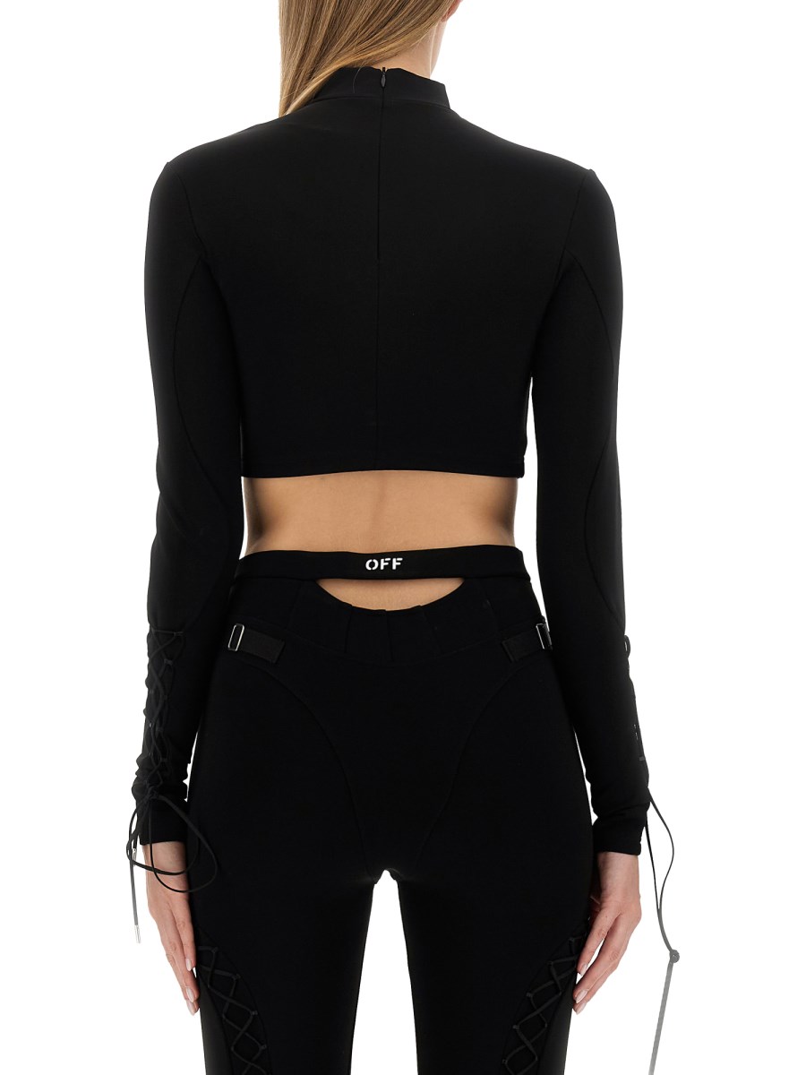 OFF-WHITE TOP IN MAGLIA DI VISCOSA CON LOGO